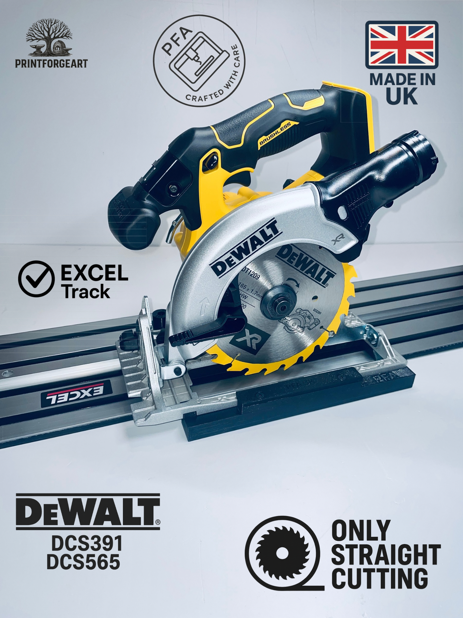 Dewalt DCS391 DCS565 Adaptor Base Excel Guide Rail Track UK Made