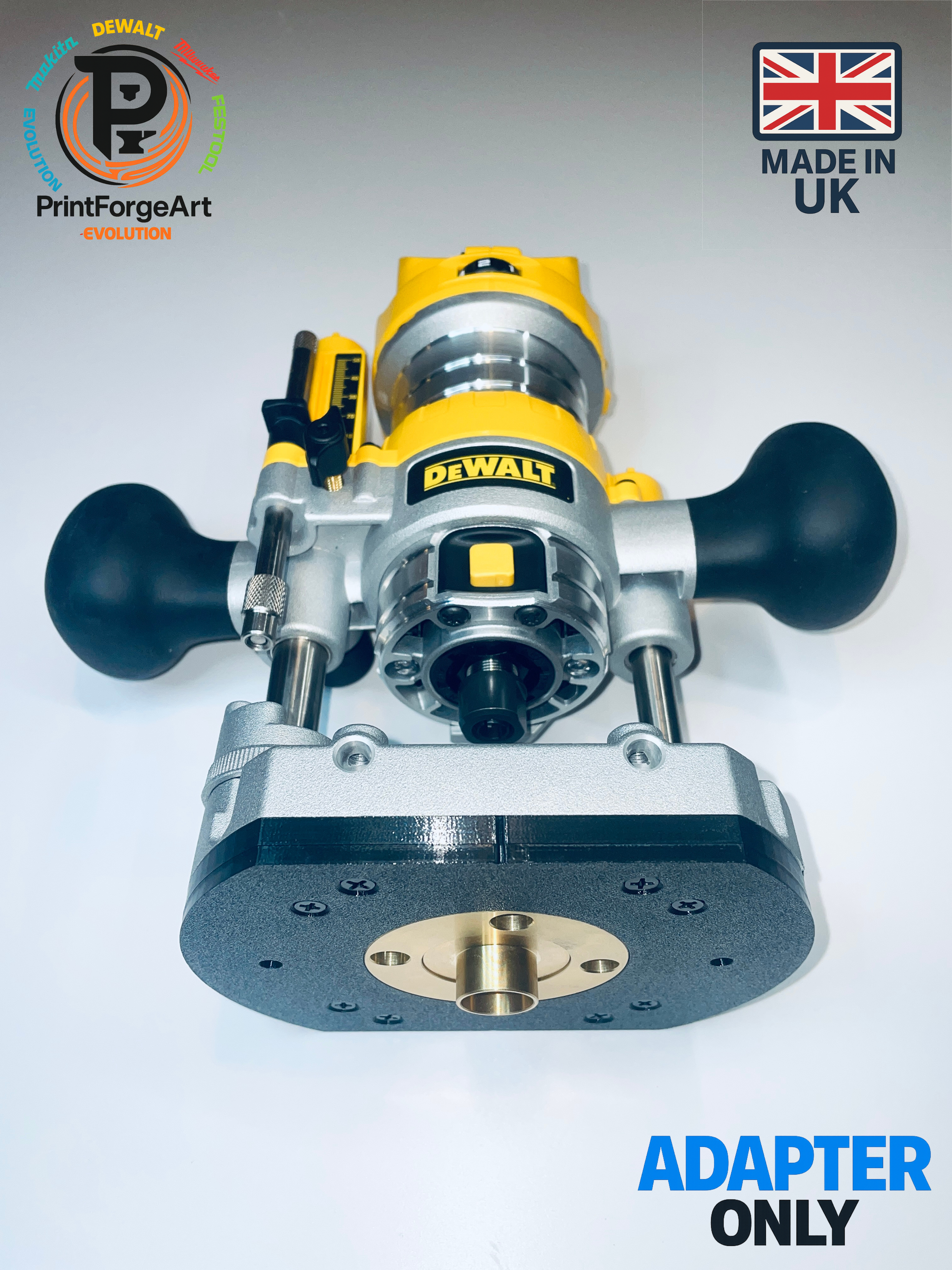 Guide Bush Adapter for DeWalt DCW600 / DCW604 Plunge Base – Fits Katsu Brass Guide Bushings