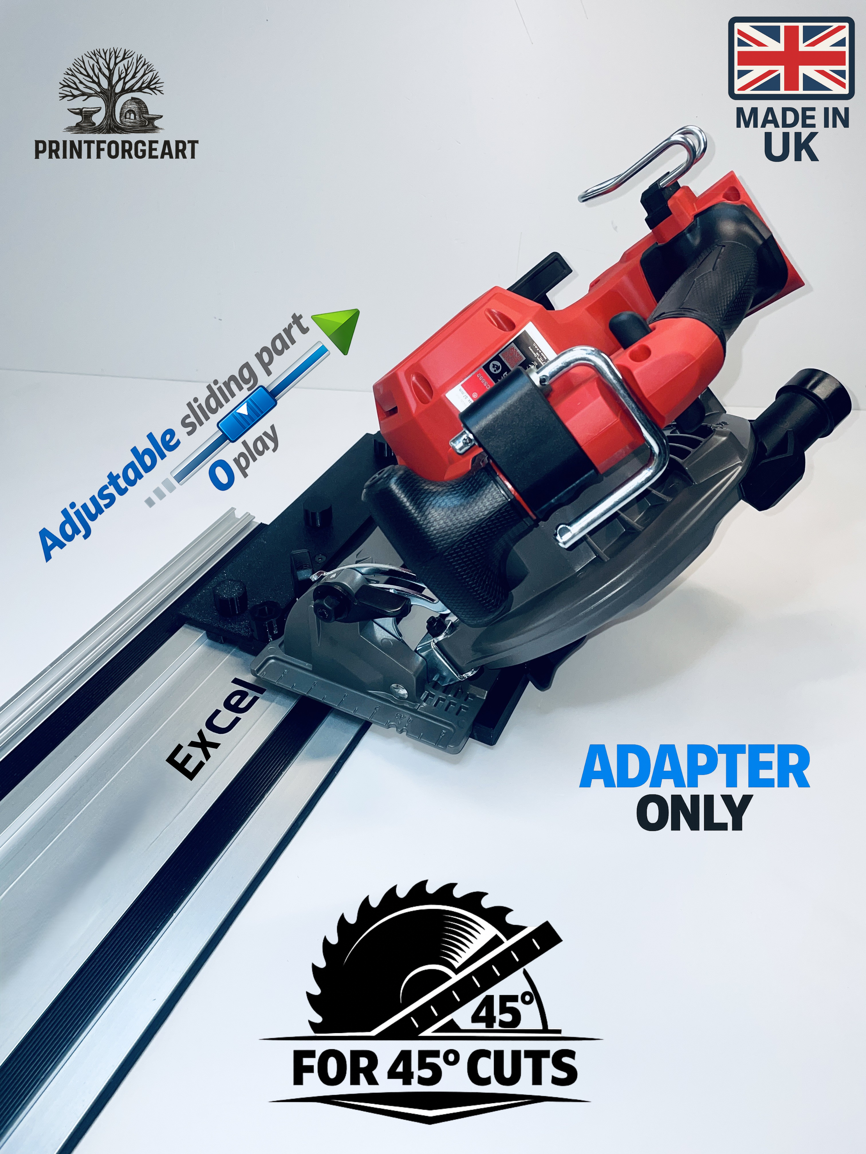 Milwaukee M18 FCS552 2833-20 Guide Rail Adapter Base Excel guide rail track - Bevel/Angle Cut